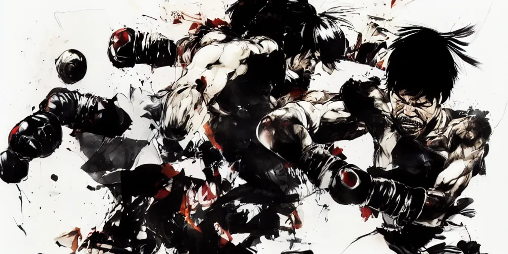 Prompt: a punch by Manny Pacquiao by Yoji Shinkawa and Ashley Wood