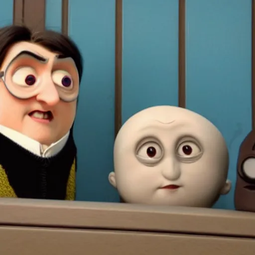Prompt: Rowan Atkinson as Gru in Despicable me
