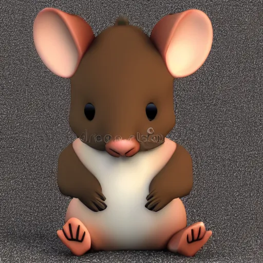 Image similar to fuzzy cute brown rat 3 d render awardwinning