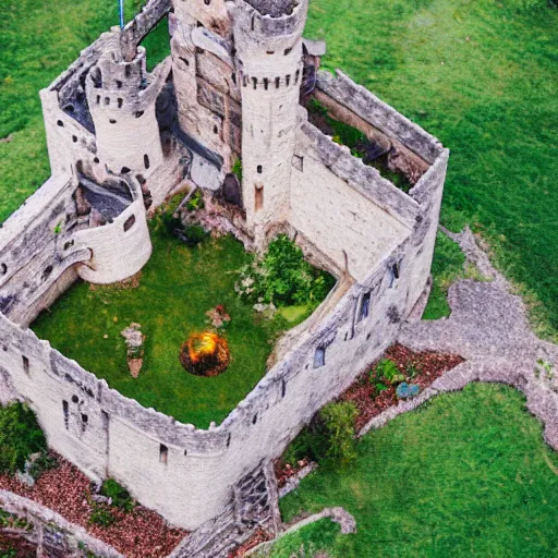 Image similar to aerial photo of castle in a terrarium, sigma 5 0 mm f 1. 4