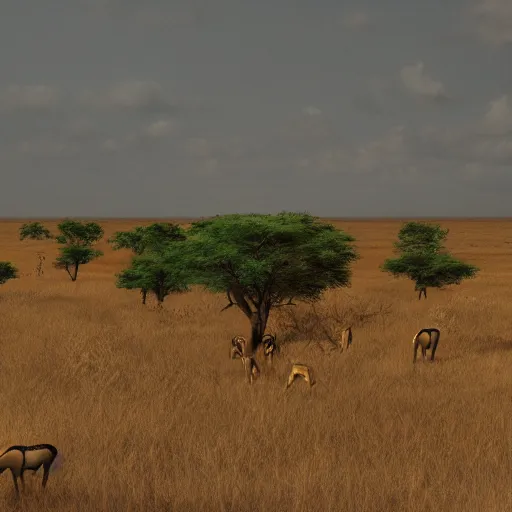 Image similar to 8 k hd detailed octane render of the wild african savannah