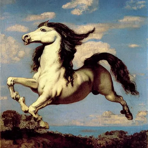 Prompt: pegasus painting by gustave courbet