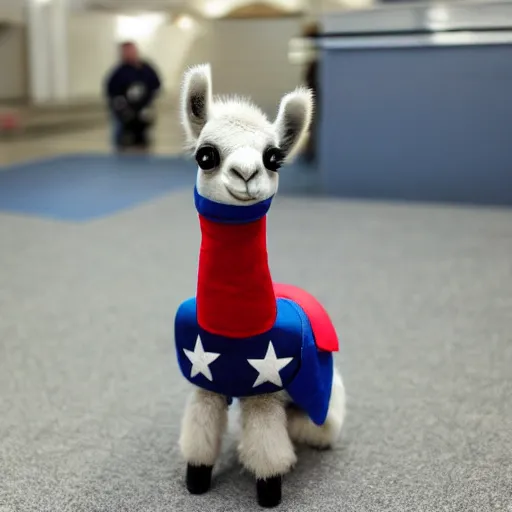 Prompt: llama as captain america