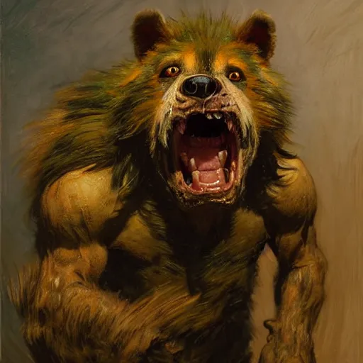 Prompt: a portrait of a gnoll wearing a suit and pulling his tongue at the viewer. highly detailed painting by gaston bussiere, craig mullins, j. c. leyendecker 8 k