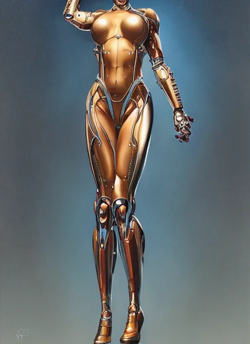 Image similar to fully body, stunningly beautiful woman cyborg by sorayama, intricate, highly detailed, centered, digital painting, artstation, concept art, smooth, sharp focus, illustration, artgerm, donato giancola, Joseph Christian Leyendecker, WLOP, Artgerm