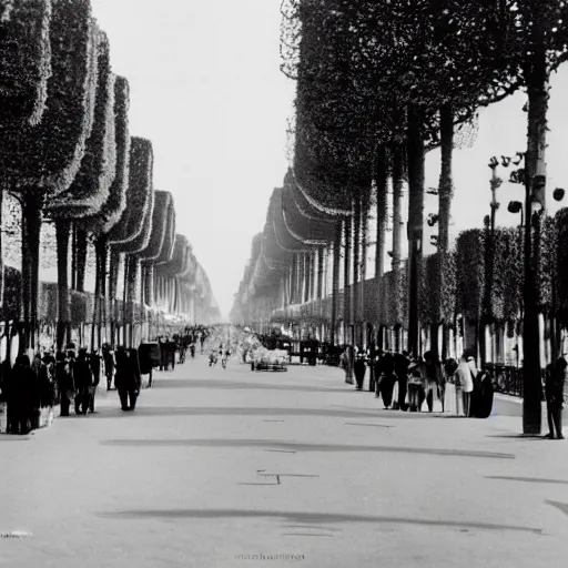 Prompt: the champs elysees in paris in 1 9 5 0