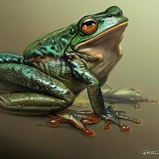 Prompt: hyper realistic derpy frog by greg rutkowski