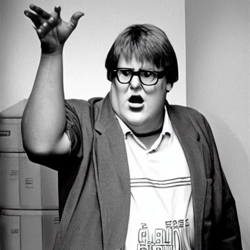 Image similar to peter griffin in They Live (1988), B&W, film still