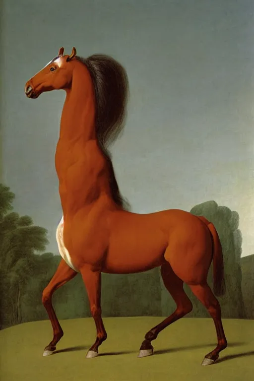 Image similar to a standing horse, contraposto, by george-stubbs