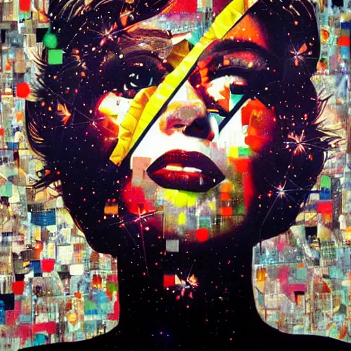 Image similar to beautiful woman being blinded by lights, 1 9 8 0's disco by sandra chevrier