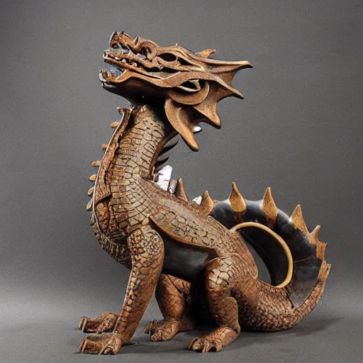 Prompt: dragon statue made in tang dynasty