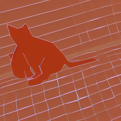 Image similar to orange to red gradient low poly art of cat connecting lines