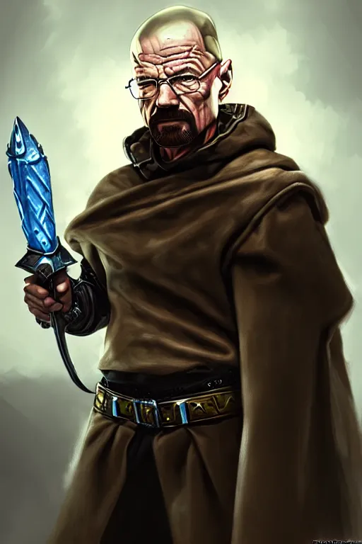 Prompt: walter white, fantasy armor, detailed face, dynamic lighting, tony sart