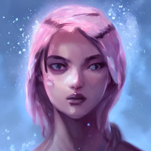 Image similar to 💀💀💦🌸❄️, concept art, digital painting, artstation, deviantart