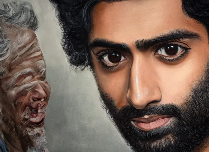 Image similar to a highly detailed beautiful portrait of ravi from ( izombie ) rahul kohli, james gurney, james jean