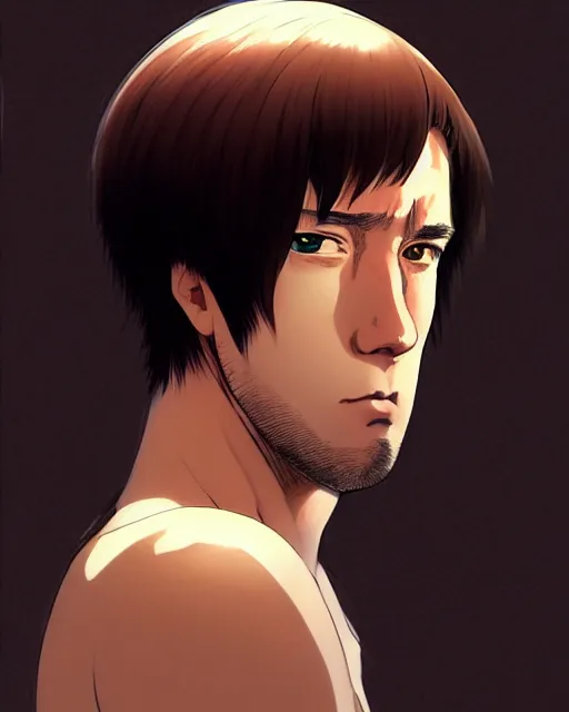 Image similar to portrait Anime guy as Nikolai Valuev. fine-face, pretty face, realistic shaded Perfect face, fine details. Anime. realistic shaded lighting by Ilya Kuvshinov katsuhiro otomo ghost-in-the-shell, magali villeneuve, artgerm, rutkowski, WLOP Jeremy Lipkin and Giuseppe Dangelico Pino and Michael Garmash and Rob Rey Muscled brutal