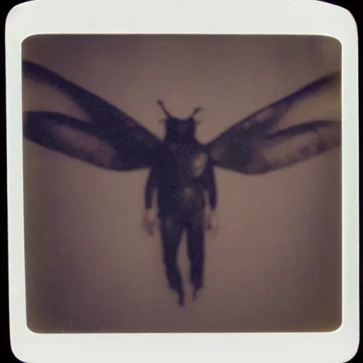 Image similar to Polaroid photo of mothman