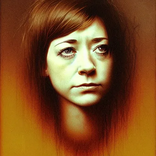 Image similar to 2 0 years old alyson hannigan with short short hairs by beksinski