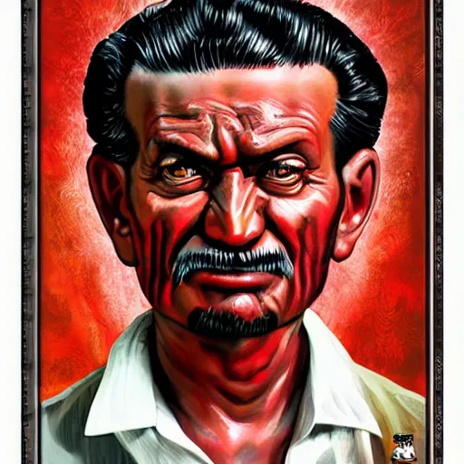 Prompt: el diablito loteria character, photorealistic portrait, studio