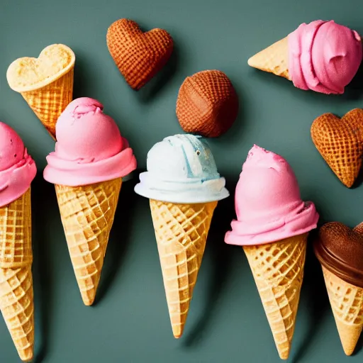 Image similar to a very detailed photograph of ice cream cone love