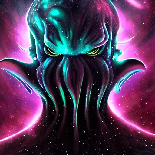 Prompt: cosmic cthulhu in dark space, nebula in background, by lovecraft, details face, detailed body, realistic body proportions, unreal engine, by popular digital artist, digital, artstation, detailed body, heavenly atmosphere, digital art, overdetailed art, trending on artstation, cgstudio, the most beautiful image ever created, dramatic, award winning artwork, beautiful scenery