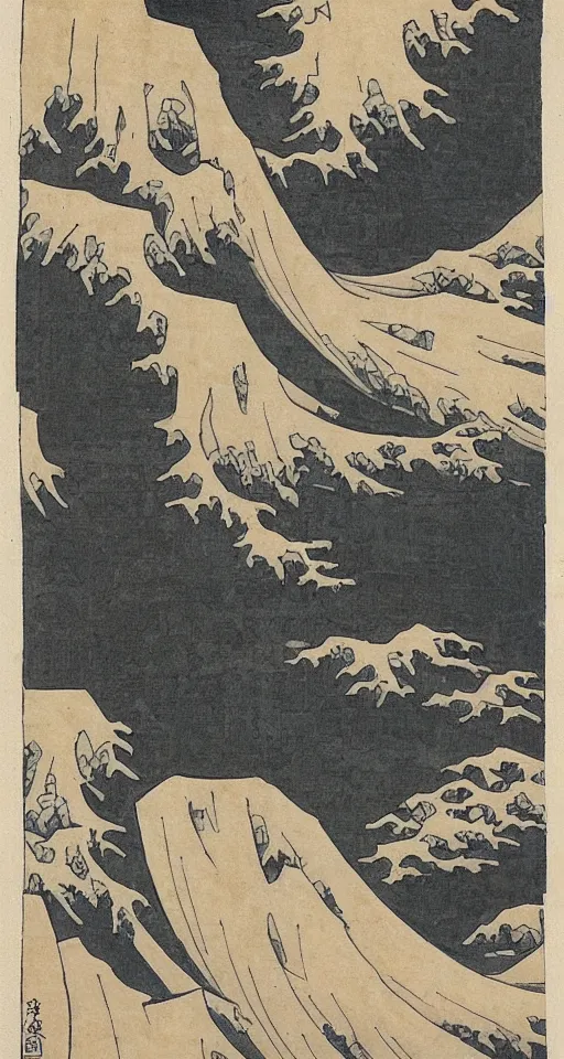 Image similar to hokusai : : steps leading up to a tmple : : japanese style : : black ink