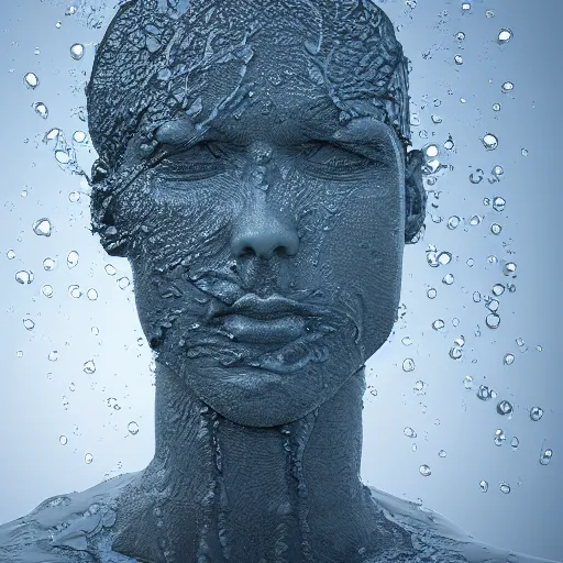 Image similar to a water manipulation sculpture in the shape of a human head, on the ocean water, cinematic, in the style of johnson tsang, long shot, hyper detailed, hyper realistic, ray tracing, 8 k resolution, sharp focus, realistic water, artstation