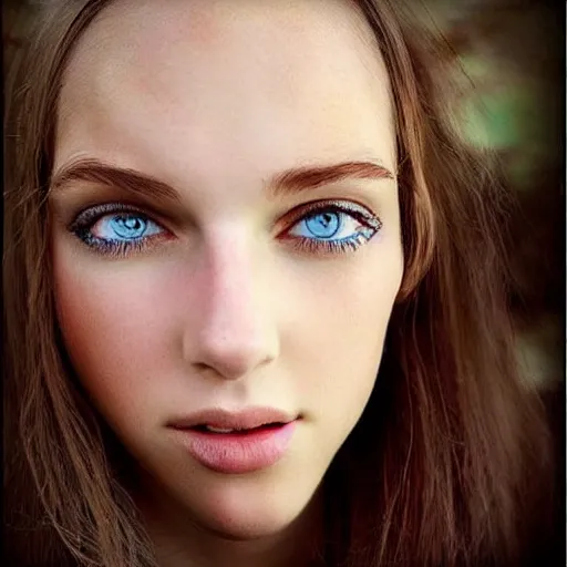 Image similar to beautiful girl with heterochromia, hyper detailed face.