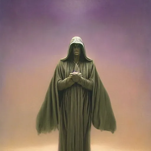 Image similar to jedi by Zdzisław Beksiński, oil on canvas