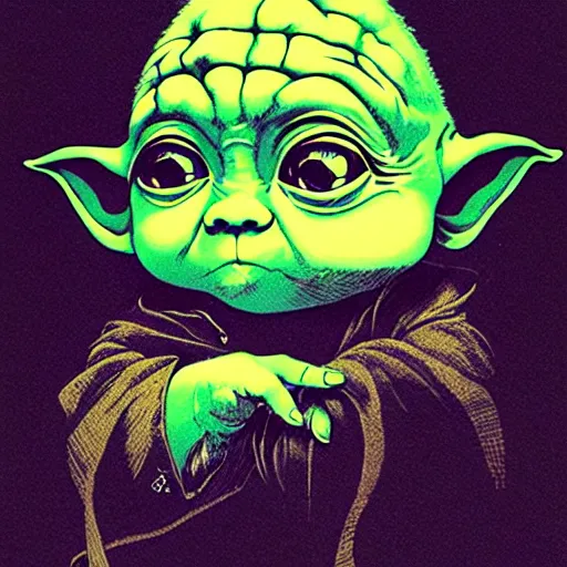 Image similar to portrait top light, by killian eng and joe fenton and martin deschambault and conrad roset, inspired by baby yoda, etching, fine, sharp high detail,