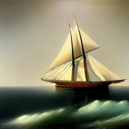 Image similar to minimalist futuristic zaha hadid sailboat painting by ivan aivazovsky