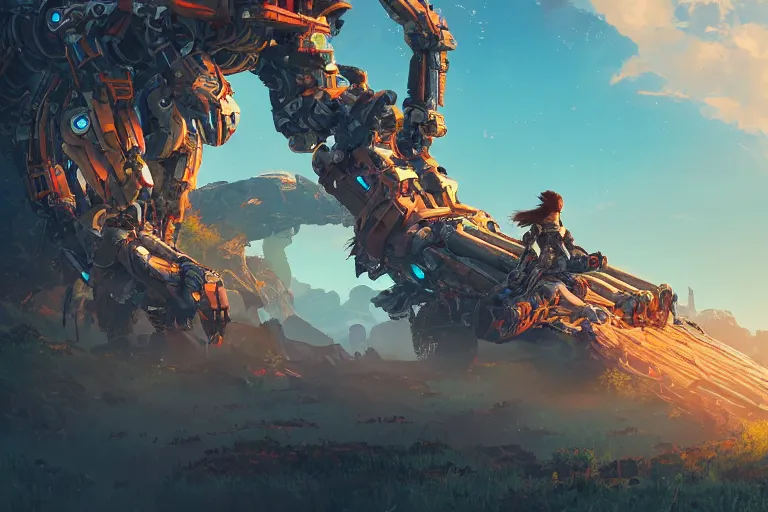 Image similar to burrower machine mecanical creature robot of horizon forbidden west horizon zero dawn radiating a glowing aura global illumination ray tracing hdr fanart arstation by ian pesty and alena aenami artworks in 4 k