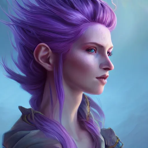Prompt: portrait of a beautiful young woman with bright purple eyes, flowing pink hair, celestial background, detailed face, fantasy, highly detailed, cinematic lighting, digital art painting by artgem and greg rutkowsk, trending on artstation, very very beautiful, very attractive, high fantasy