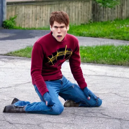 Image similar to Live Action Still of Jerma in Scott Pilgrim, real life, hyperrealistic, ultra realistic, realistic, highly detailed, epic, HD quality, 8k resolution, body and headshot, film still