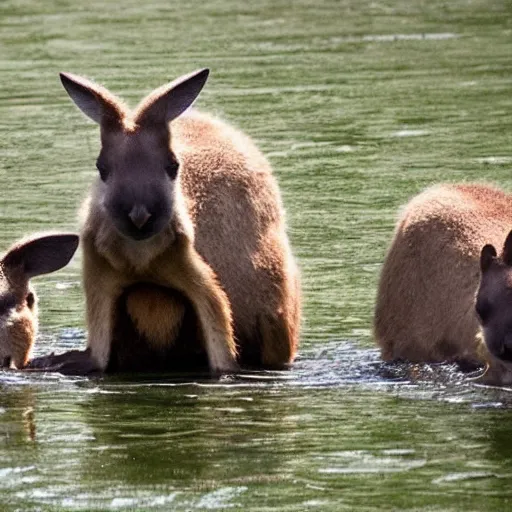 Prompt: futuristic dam holding kangaroos back