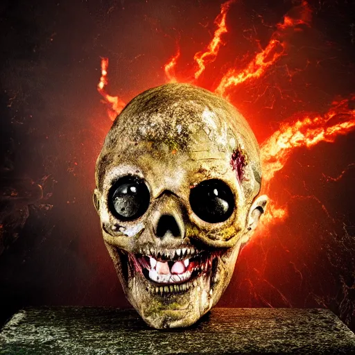 Prompt: exploding zombie head, high definition photography, professional