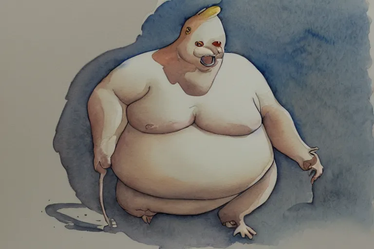 Image similar to obese discord moderator, watercolor, highly detailed