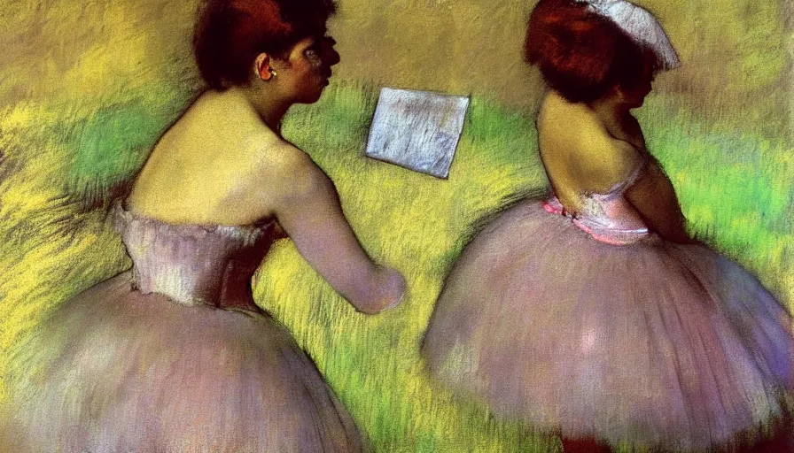 Image similar to high quality high detail painting by edgar degas, woman, hd