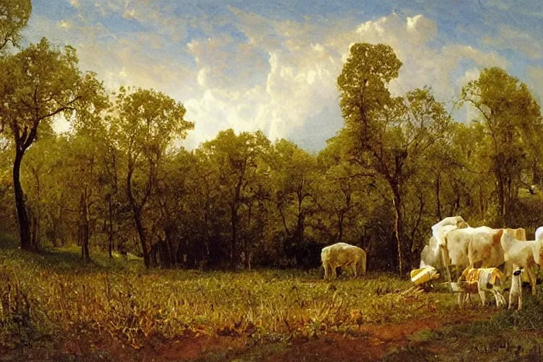 Prompt: white marbled corn museum by Albert Bierstadt, oil on canvas