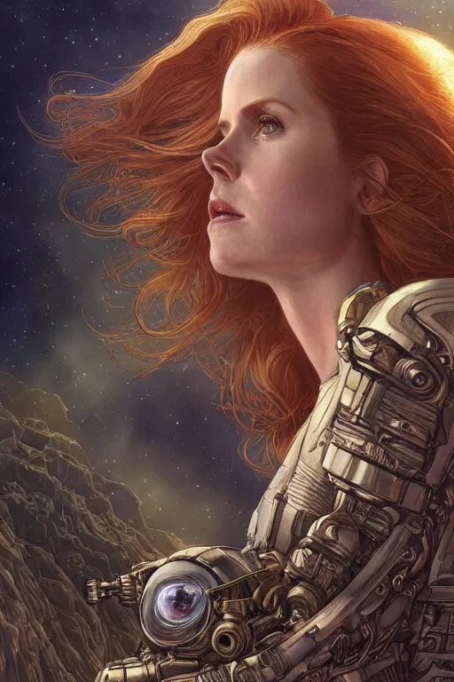 Image similar to alien planet, astronaut Amy Adams as a ruggedly handsome hero, intricate, elegant, highly detailed, centered, digital painting, artstation, concept art, smooth, sharp focus, illustration, art by artgerm and donato giancola and Joseph Christian Leyendecker, WLOP