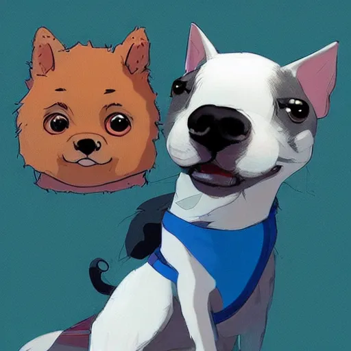 Image similar to i saw your dog, your dog is so cute, but where are you, artstation, studio ghibli