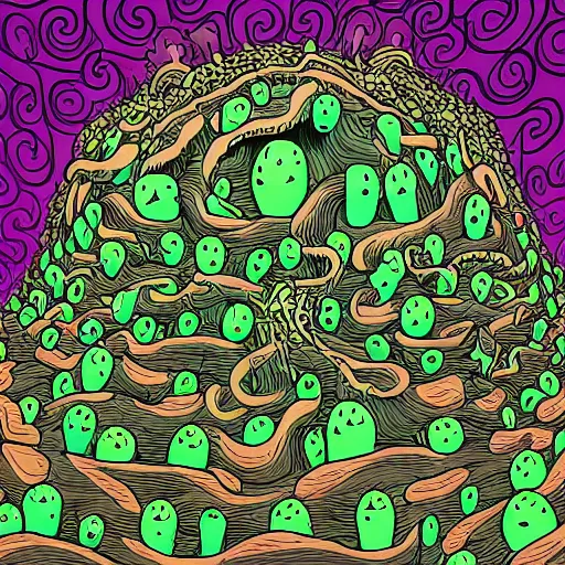 Image similar to impossibly detailed & intricate illustration of the azathoth devouring the earth, colored, by jon burgerman, super refined, 8 k, detailed line work