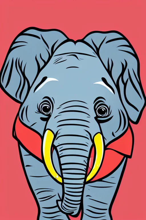 Image similar to A portrait of a baby elephant, sticker, colorful, illustration, smooth and clean vector curves, no jagged lines, vector art, smooth