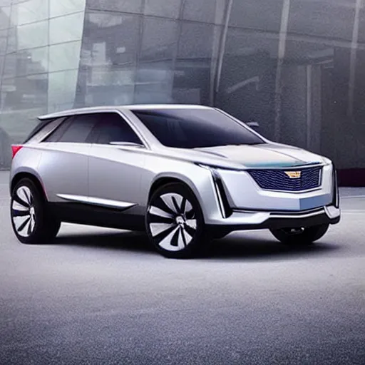 Prompt: “Cadillac autonomous SUV of the future, shiny new 2050 model, concept car, driving in a futuristic city.”