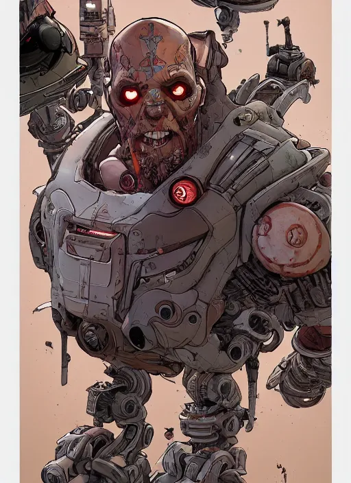 Image similar to a study of cell shaded portrait of james cameron cyborg as borderlands 3 concept art, llustration, post grung, concept art by josan gonzales and wlop, by james jean, victo ngai, david rubin, mike mignola, laurie greasley, highly detailed, sharp focus, alien, trending on artstation, hq, deviantart, art by artgem