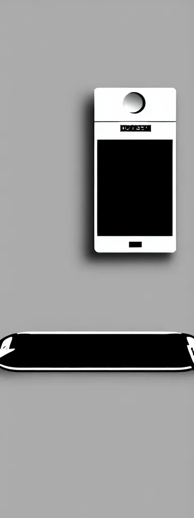 Image similar to futuristic smart phone designed by Dieter Rams, front view, cad photoshop concept, digital art, illustration