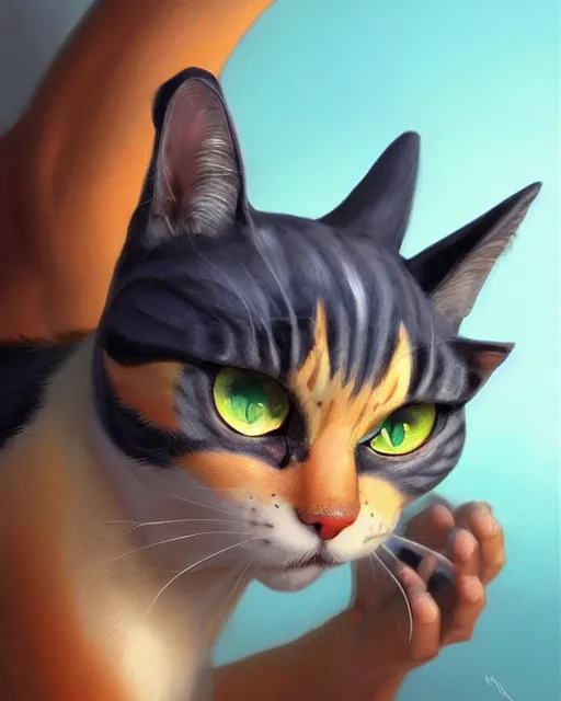 Image similar to ms. fortune the cat | highly detailed | from the pixar film sneaky cats | very intricate | cinematic lighting | award - winning | closeup portrait | by donato giancola and mandy jurgens and charlie bowater | featured on artstation