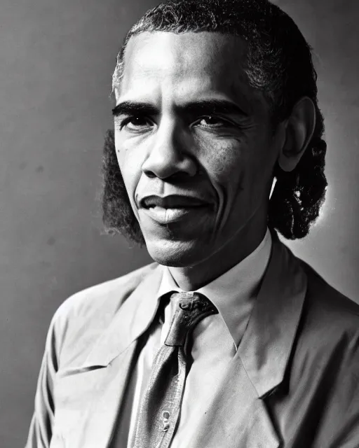 Image similar to a portrait of a 1 9 6 0 s hippie looking like barack obama