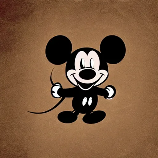 Image similar to a cave painting of mickey mouse, detailed