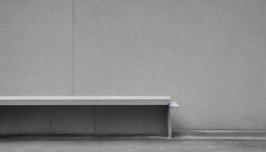 Image similar to a concrete bench sitting in front of a building, a raytraced image by David Chipperfield, unsplash, brutalism, constructivism, dynamic composition, high dynamic range